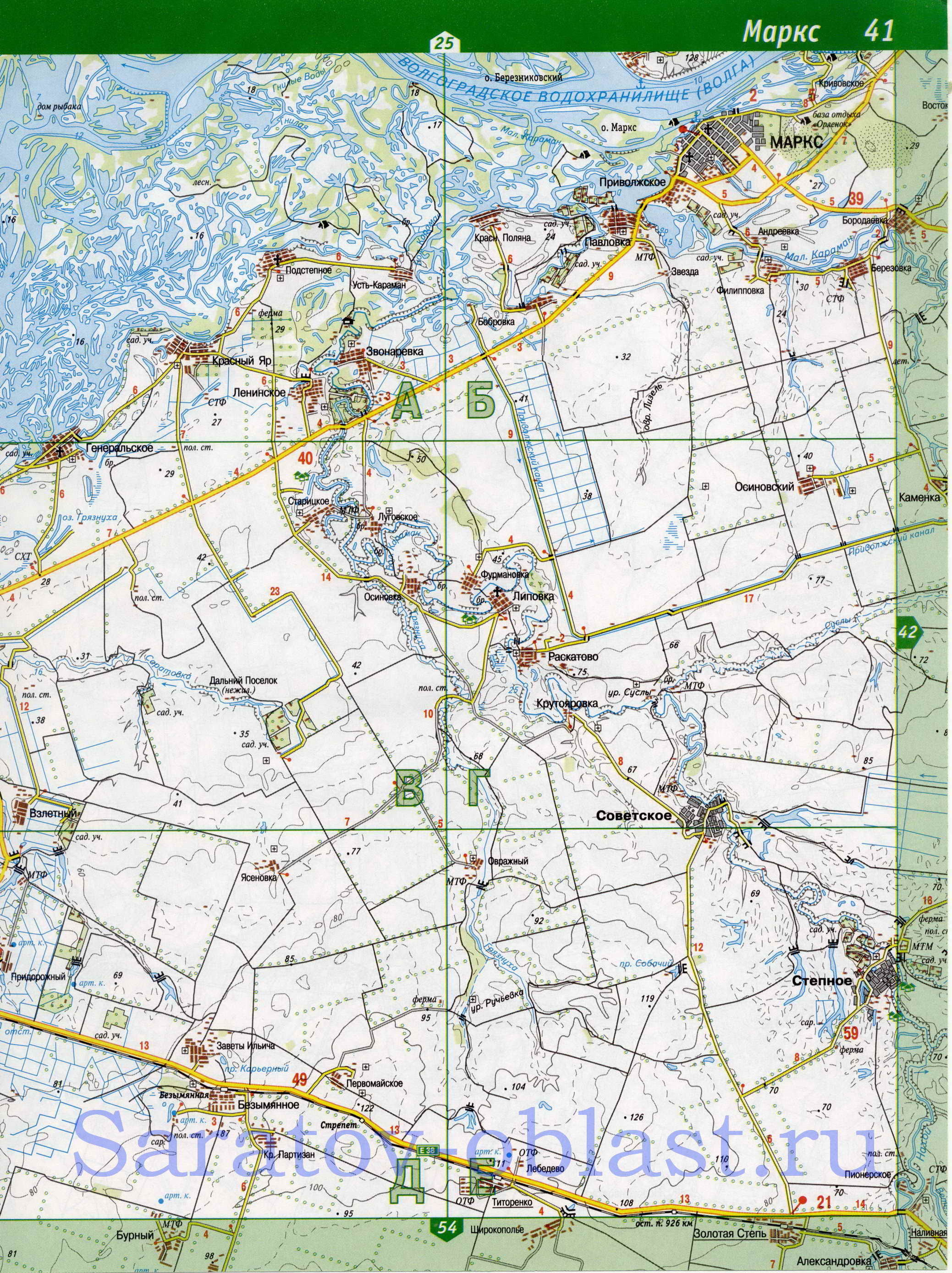 Карта Энгельского района. Подробная карта - Энгельский район Саратовской области, B0 - 