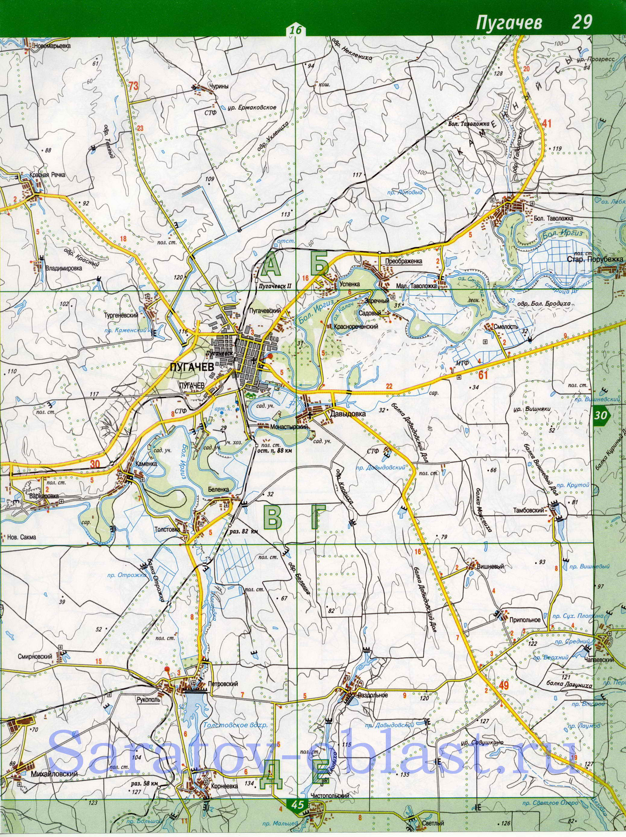 Карта Краснопартизанского района. Крупномасштабная карта дорог - Краснопартизанский район, B0 - 