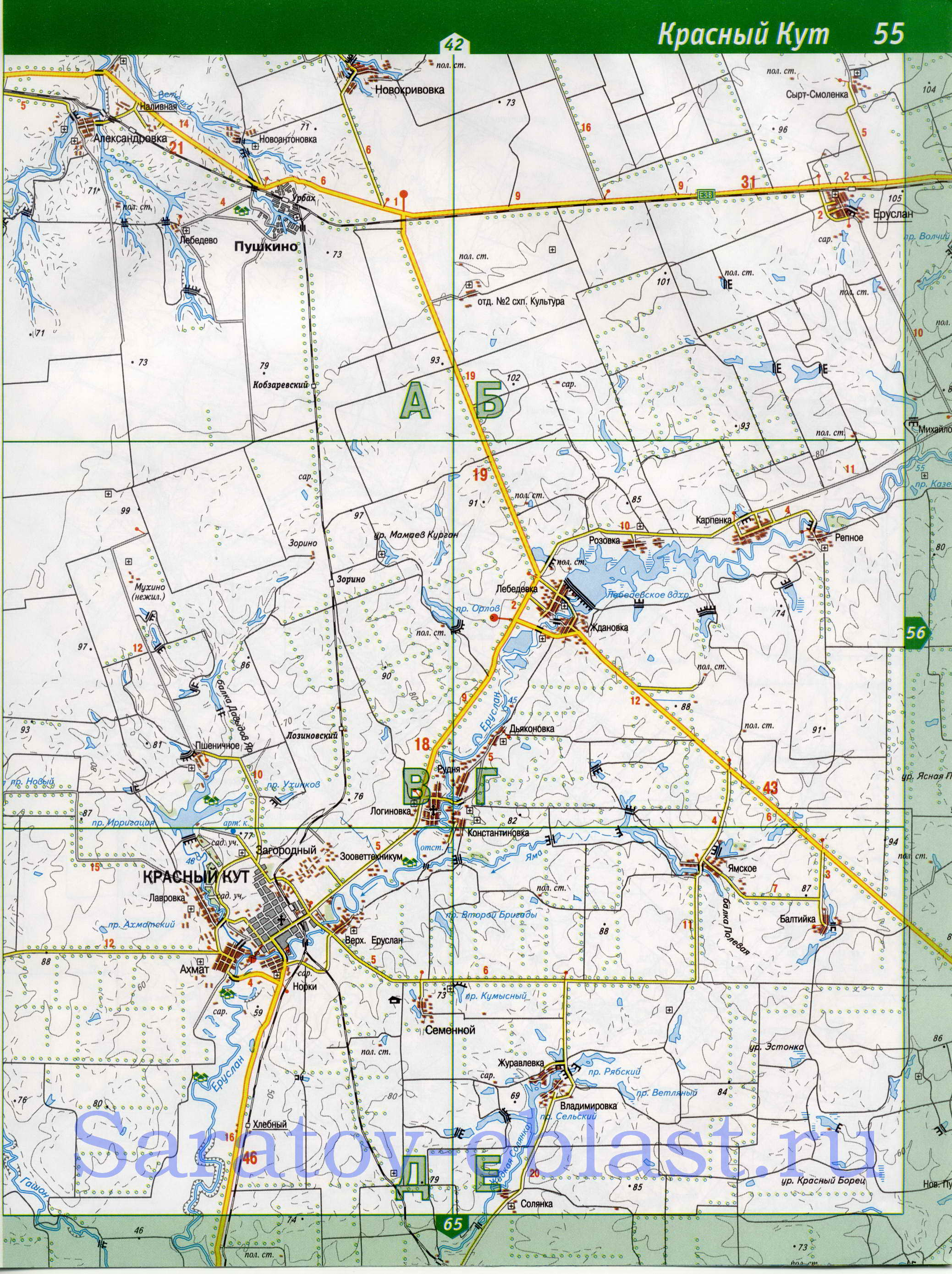 Карта Советского района Саратовской обл. Подробная крупномасштабная  карта - Советский район, B1 - 