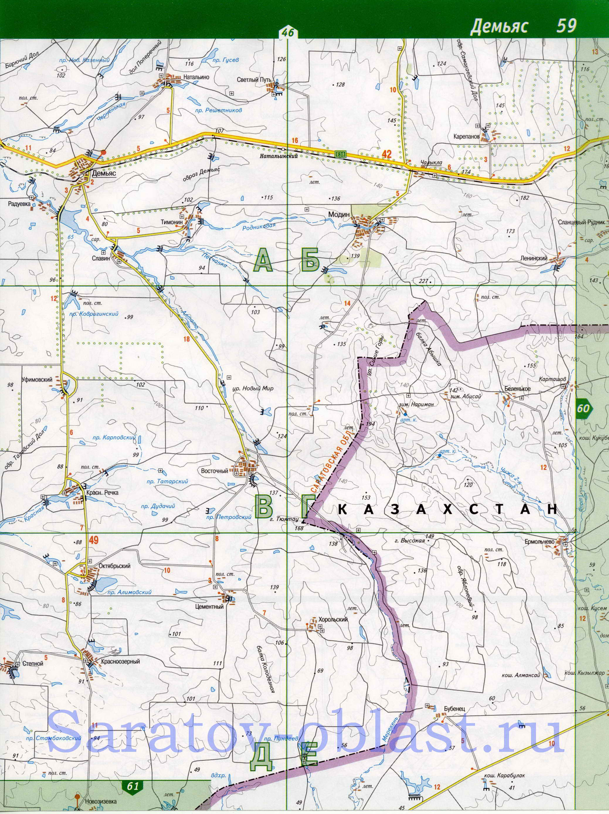 Карта Озинского района Саратовской области. Автомобильная карта - Озинский район, A1 - 