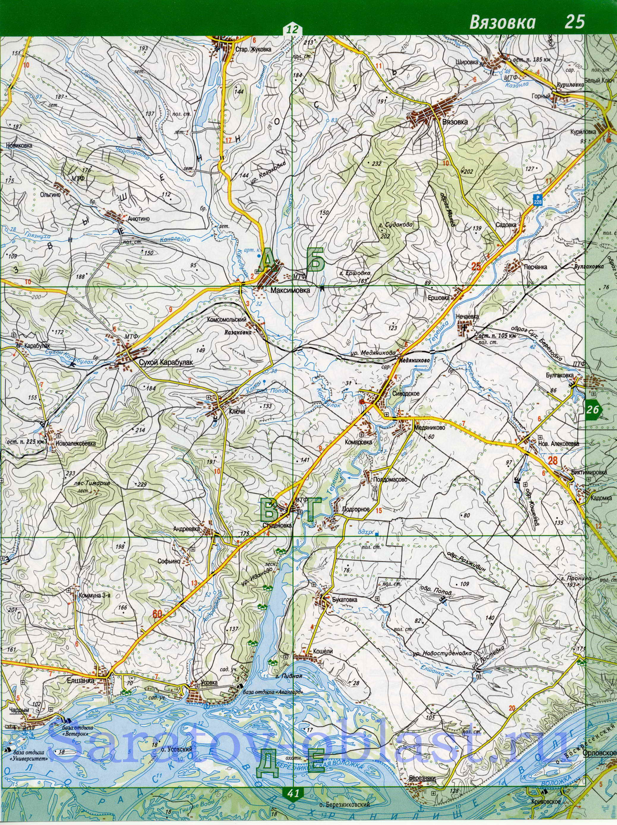 Карта Воскресенского района Саратовской области. Подробная карта - Воскресенский р-он, A0 - 