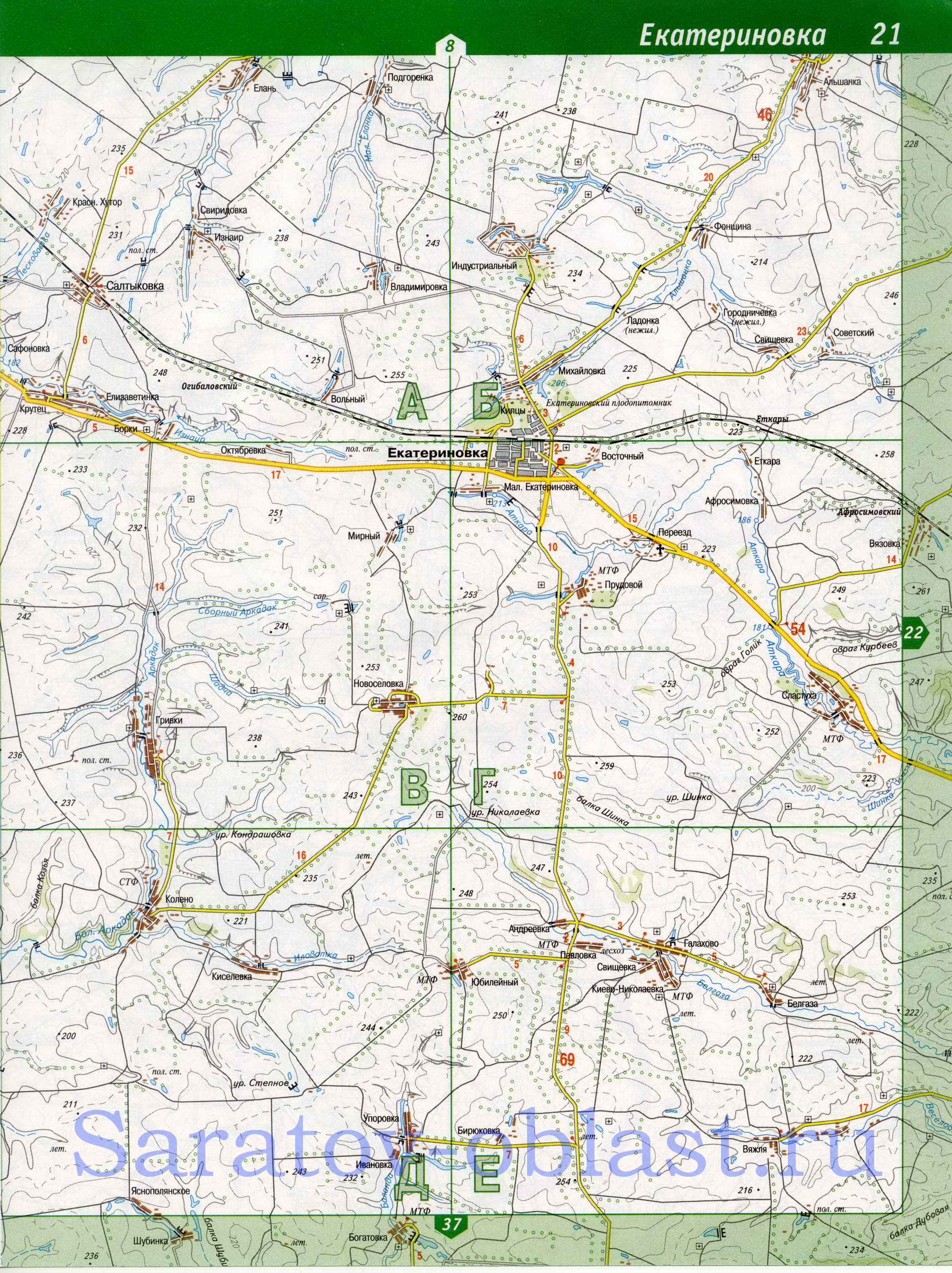 Карта Екатериновского района Саратовской области, A1 - 